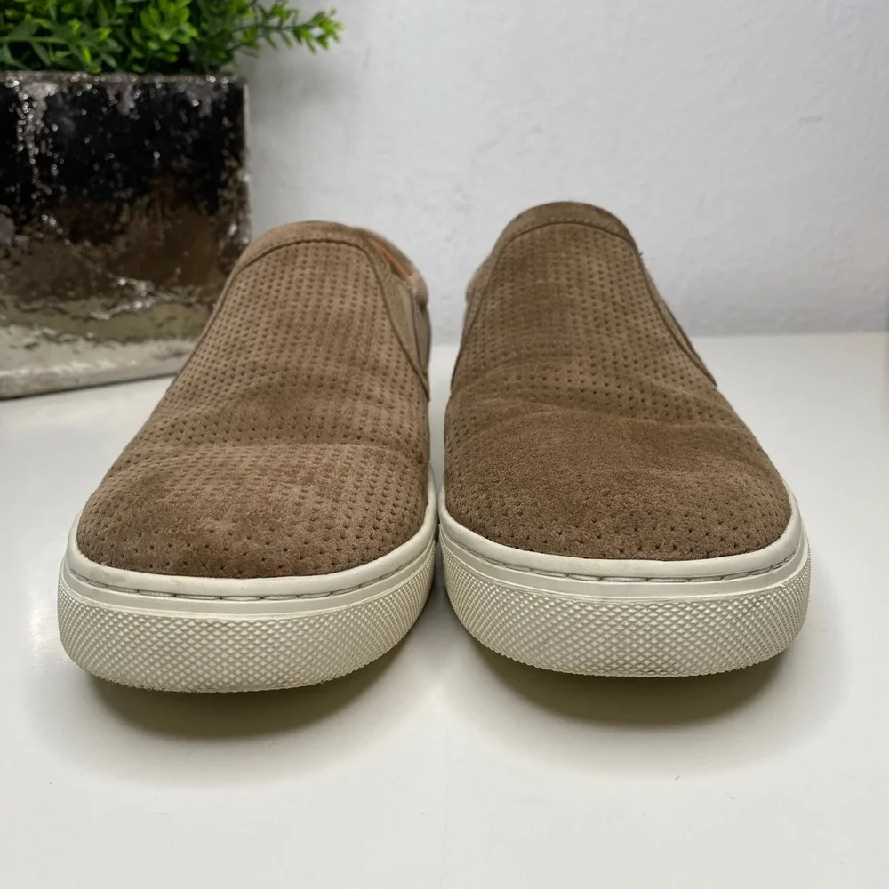 Vince Mens Ace Suede Perforated‎ Slip On Sneakers Tan Size 8 US/41 EU